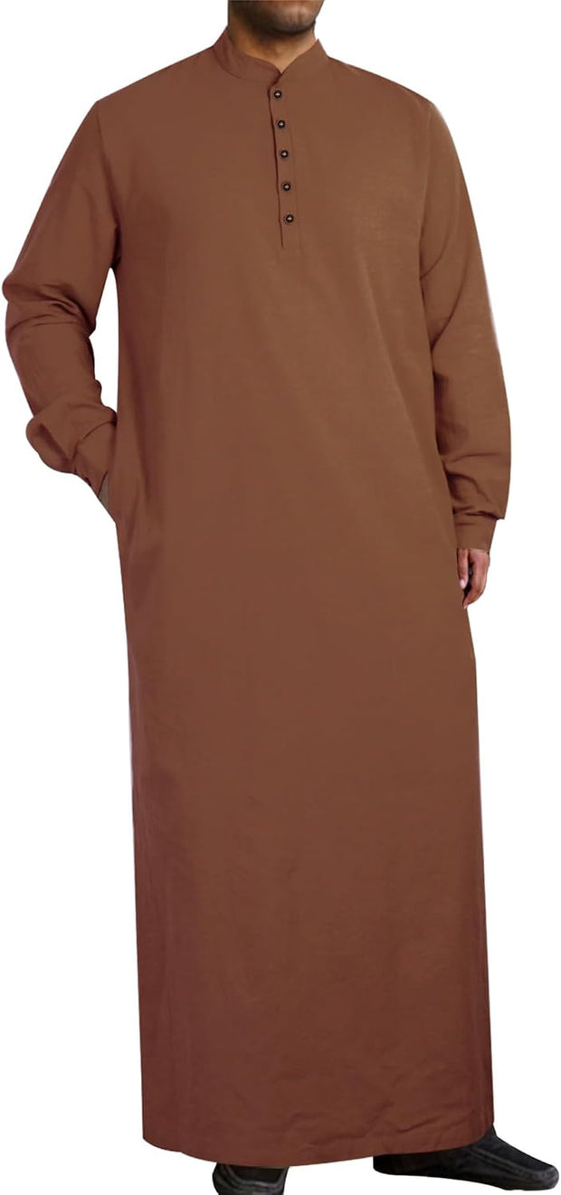 Muslim Thobe for Men Button down Mens Caftans Big and Tall Mens Arab Thobe with Pocket