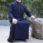 Men'S Saudi Arabic Thobe Jubba Dishdasha Long Sleeve Robe Ramadan Muslim Dress Middle East Islamic Clothing