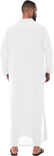 Kaftan for Men Long Sleeve Muslim Thobe for Men Button down Men Kaftan Thobe