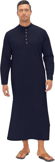 Muslim Thobe for Men Button down Mens Caftans Big and Tall Mens Arab Thobe with Pocket