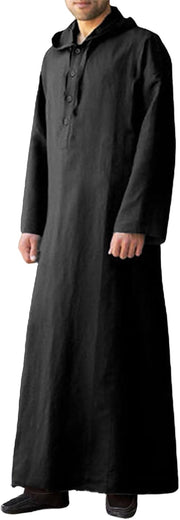 Long Sleeve Kaftan Thobe Button down Men Thobe with Pocket Big and Tall Kaftan Muslim Men Thobe