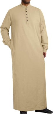 Muslim Thobe for Men Button down Mens Caftans Big and Tall Mens Arab Thobe with Pocket