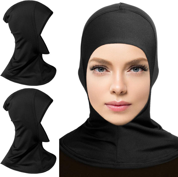 Modal Hijab Cap Adjustable Muslim Stretchy Turban Full Cover Shawl Cap Full Neck Coverage for Lady