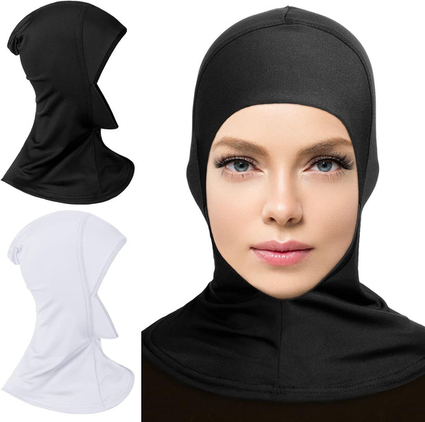 Modal Hijab Cap Adjustable Muslim Stretchy Turban Full Cover Shawl Cap Full Neck Coverage for Lady