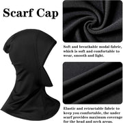 Modal Hijab Cap Adjustable Muslim Stretchy Turban Full Cover Shawl Cap Full Neck Coverage for Lady