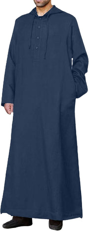 Long Sleeve Kaftan Thobe Button down Men Thobe with Pocket Big and Tall Kaftan Muslim Men Thobe