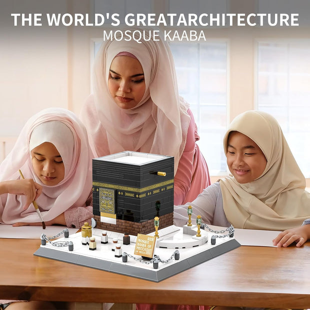 Islamic Mosque Kaaba Architectural Model Building Block Sets Muslim Bricks Toy Hajj Kit Eid Gifts for Kids Adult 446 Pieces