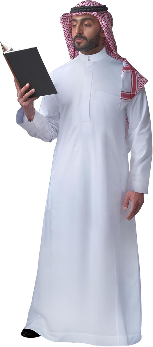 Men'S Thobe Muslim Clothes Long Sleeve Middle East Saudi Kaftan Islamic Abaya Dubai Arab Robe