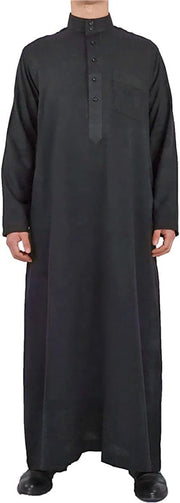 Men'S Saudi Arabic Thobe Jubba Dishdasha Long Sleeve Robe Ramadan Muslim Dress Middle East Islamic Clothing