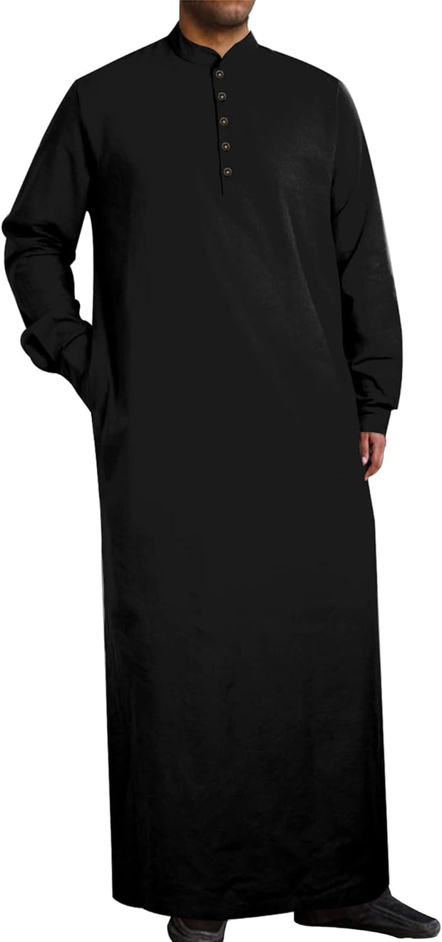 Muslim Thobe for Men Button down Mens Caftans Big and Tall Mens Arab Thobe with Pocket