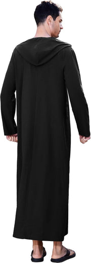 Long Sleeve Kaftan Thobe Button down Men Thobe with Pocket Big and Tall Kaftan Muslim Men Thobe