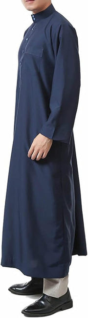 Men'S Saudi Arabic Thobe Jubba Dishdasha Long Sleeve Robe Ramadan Muslim Dress Middle East Islamic Clothing